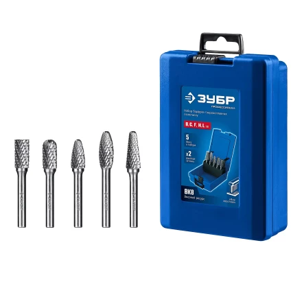 Зубр Набор твердосплавных борфрез, 5 шт.: B1020, C1020, F1020, H1025, L1025 (28815-H5) купить в Губкинске