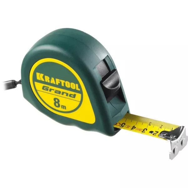 Рулетка KRAFTOOL GRAND, обрезиненный пластиковый корпус, 8м/25мм 34022-08-25 купить в Губкинске