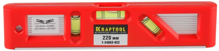 Уровень KRAFTOOL "PRO" "DIRECTOR LEVEL" с магнитом, 3 ампулы, 220мм 1-34863-022 купить в Губкинске