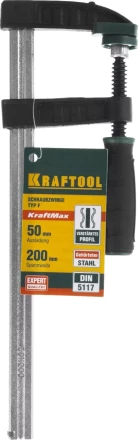 Струбцина, KRAFTOOL 32011-050-200, тип &quot;F&quot;, DIN 5117, двухкомпонентная ручка, 50х200мм 32011-050-200 купить в Губкинске