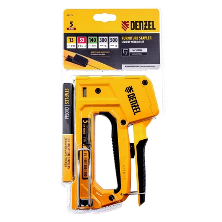 Степлер мебельный Denzel 40215, тип 53 и 13, 6-14мм, тип 140, 10-14мм, тип 300, 15мм, тип 500, 15мм купить в Губкинске
