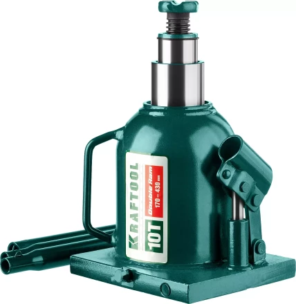 Домкрат гидравлический бутылочный &quot;Double Ram&quot;, сварной, телескопический, 10т, 170-430мм, KRAFTOOL 43463-10 43463-10 купить в Губкинске