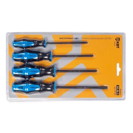 Набор слесарных отверток из стали S2 КВТ НО-04-S, 4 шт. (87105) купить в Губкинске