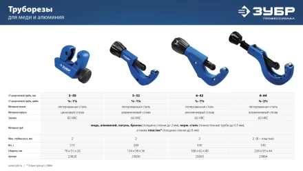 ЗУБР Универсал-42, 6 - 42 мм, труборез для меди и алюминия, Профессионал (23850) купить в Губкинске