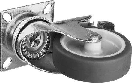 ЗУБР d 75 мм, г/п 60 кг, резина/полипропилен, термопластичное поворотное колесо c тормозом, Профессионал (30946-75-B) купить в Губкинске