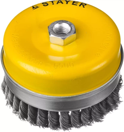 STAYER &quot;PROFESSIONAL&quot;. Щетка чашечная усиленная для УШМ, жгутированная стальная проволока 0,5мм, 120ммхМ14 35137-120 купить в Губкинске