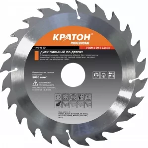 Диск пильный по дереву Кратон 185 х 30 х 2.2 мм 24T 1 06 02 036 купить в Губкинске