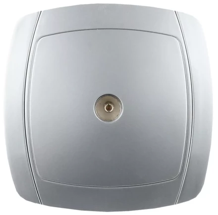 Розетка СВЕТОЗАР &quot;АКЦЕНТ&quot; телевизионная одинарная в сборе, цвет серебристый металлик SV-54215-SM купить в Губкинске