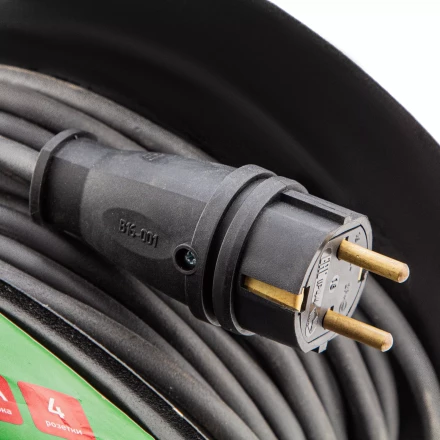 Удлинитель силовой 20 м Сибртех 95875, 16А, тип УХз16, КГ 3 x 1.5 мм, на стальной катушке, 4 розетки купить в Губкинске