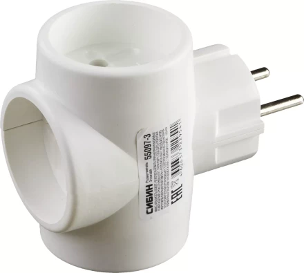 Разветвитель СИБИН электрический, 3 гнезда, 6А/220В 55097-3 купить в Губкинске