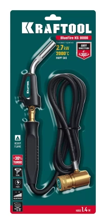 Blue Fire KS-8000  горелка для МАПП / MAPP газа,  с пъезоподжигом, на баллон c резьбовым соединением US 1, 2000°C 55512 купить в Губкинске