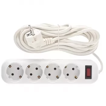 Удлинитель бытовой серия EF, с заземлением и выключателем, 5м, 4 роз., 10A Stern 95778 купить в Губкинске