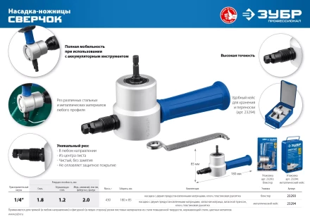 ЗУБР Сверчок, насадка-ножницы для реза листового металла, Профессионал (23293) купить в Губкинске