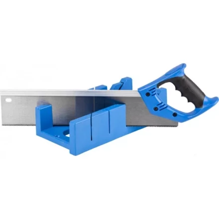 Стусло ЗУБР "ЭКСПЕРТ" пластиковое + ножовка с двухкомпонентной рукояткой, усиленный обушок, для заготовок до 105х55мм, 3 угла запила, ножовка 400мм 15397 купить в Губкинске