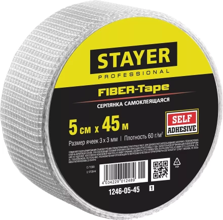 Серпянка самоклеящаяся FIBER-Tape, 5 см х 45м, STAYER Professional 1246-05-45 1246-05-45_z01 купить в Губкинске