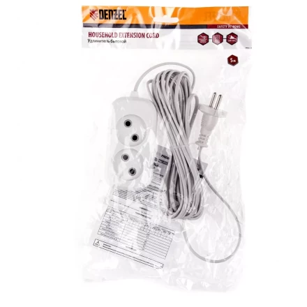 Удлинитель бытовой без заземления 5 м 2 розетки 6 А серия УХ6 Denzel 95922 купить в Губкинске