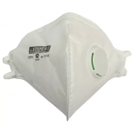 Полумаска фильтрующая STAYER "PROFI" плоская многослойная с клапаном, класс защиты FFP1 11113 купить в Губкинске