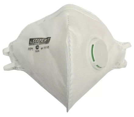 Полумаска фильтрующая STAYER "PROFI" плоская многослойная с клапаном, класс защиты FFP1 11113 купить в Губкинске