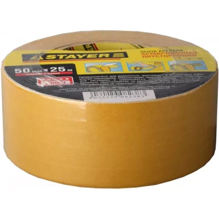 Двухсторонняя клейкая лента на тканевой основе, STAYER Profi 1217-25, 50мм х 25м 1217-25 купить в Губкинске