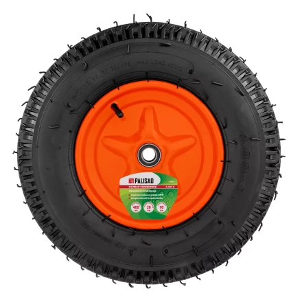 Колесо пневматическое усиленное Palisad 69081, шина 8PR, 4.00-8 D400 мм, внутренний диаметр подшипника 20 мм, длина оси 90 мм купить в Губкинске