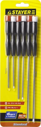 STAYER. Набор: Отвертки для точных работ с пластиковыми рукоятками и удлиненными стержнями 25570-H6_z01 купить в Губкинске