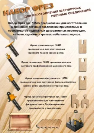 Набор фрез д/изг шарнирного соед хв 12мм 4шт Энкор 10595 купить в Губкинске