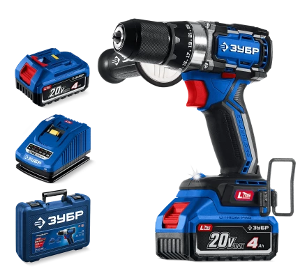 Бесщеточная дрель-шуруповерт Зубр, 2 АКБ LMS (4 Ач), в кейсе DB-70-42 серия «ПРОФЕССИОНАЛ» купить в Губкинске