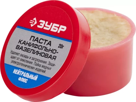 Паста ЗУБР паяльная канифольно-вазелиновая, пластиковая банка, 20гр 55475-020 купить в Губкинске