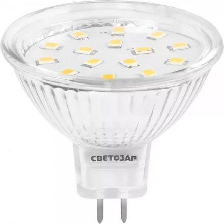 Лампа СВЕТОЗАР светодиодная &quot;LED technology&quot;, цоколь GU5.3, теплый белый свет (3000К), 220В, 3Вт (25) 44550-25_z01 купить в Губкинске