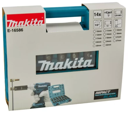 Набор ударных головок Impact Black Makita 1/2, 14 шт Makita E-16586 купить в Губкинске
