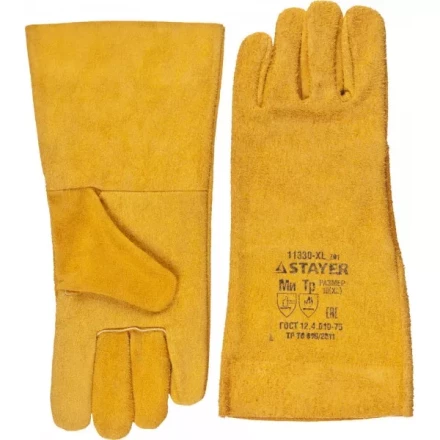 Термостойкие краги STAYER &quot;MASTER&quot; для сварки и тяжелых механических работ, 350 мм 11330-XL_z01 купить в Губкинске