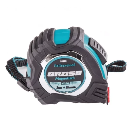 Рулетка Magnetisch 3 м х 16 мм обрезиненный корпус автоматическая фиксация Нейлоновое покрытиеытие зацеп с магнитом Gross 32570 купить в Губкинске