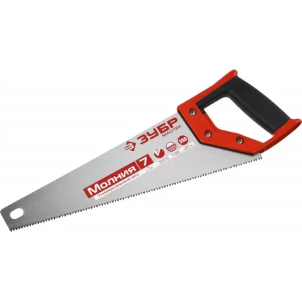 Ножовка универсальная (пила) ЗУБР МОЛНИЯ-7 350 мм, 7 TPI, закалка, рез вдоль и поперек волокон, для средних заготовок, фанеры, ДСП, МДФ 1537-35_z01 купить в Губкинске