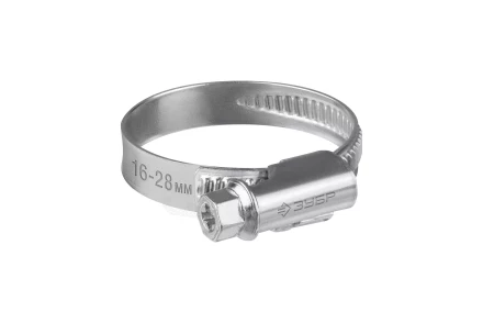 ЗУБР Х-9Н, 16 - 28 мм, накатная лента 9 мм, цинк, 50 шт, червячный хомут (37807-28) купить в Губкинске