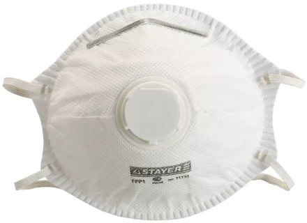 Полумаска фильтрующая STAYER "PROFI" противоаэрозольная с клапаном, многослойная, класс защиты FFP1 11110 купить в Губкинске
