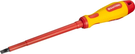 Отвертка KRAFTOOL, высоковольтная, Cr-Mo-V стержень, двухкомпонент. маслобензостойкая рукоятка, SL, 6,5х150мм 250083-6.5-150 купить в Губкинске