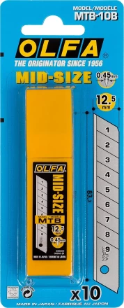 Лезвия OLFA сегментированные для OL-MT-1, 9 сегментов, 12,5мм OL-MTB-10B купить в Губкинске