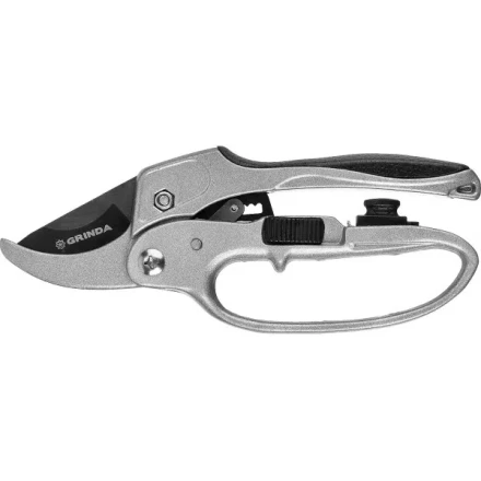 Секатор GRINDA алюминиевые ручки, храповый механизм, с эфесом, округлые лезвия, 200мм 8-423034 купить в Губкинске