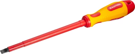 Отвертка KRAFTOOL, высоковольтная, Cr-Mo-V стержень, двухкомпонент. маслобензостойкая рукоятка, SL, 8,0х175мм 250083-8.0-175 купить в Губкинске