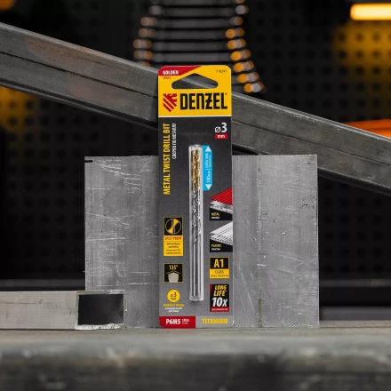 Сверло спиральное по металлу 3 х 100 мм, Р6М5, Golden Tip, удлиненное, 2шт. Denzel 718247 купить в Губкинске