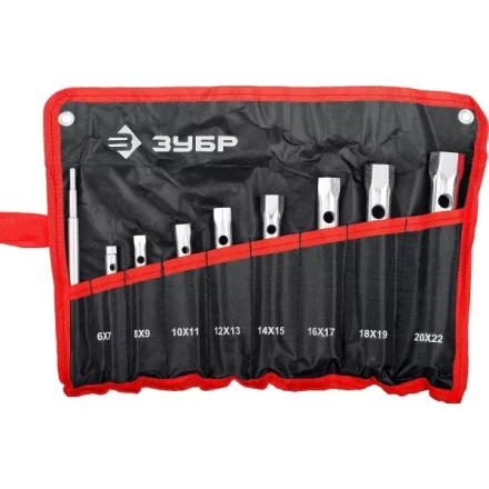 Набор ЗУБР &quot;МАСТЕР&quot;: Ключи торцовые, трубчатые двухсторонние, 6-22мм, с воротком, 9шт 27162-H9 купить в Губкинске