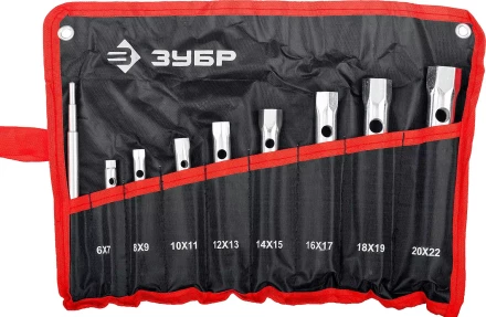 Набор ЗУБР &quot;МАСТЕР&quot;: Ключи торцовые, трубчатые двухсторонние, 6-22мм, с воротком, 9шт 27162-H9 купить в Губкинске