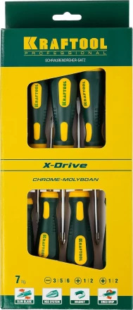 Набор X-Drive, KRAFTOOL 250081-H7: Отвертки профессиональные, SL: 3x80, 5x100, 6x125; PH: 1x80, 2x100; PZ: 1x80, 2x100 250081-H7 купить в Губкинске