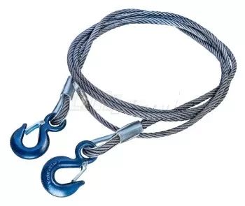 Буксировочный трос стальной крюк-крюк диаметр каната 18 мм. 12 м.  опресовка купить в Губкинске