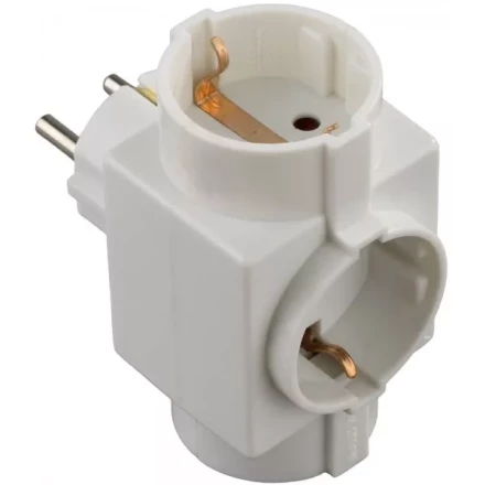 Тройник СВЕТОЗАР электрический с заземлением и защитной шторкой, 3 гнезда SV-55095 купить в Губкинске