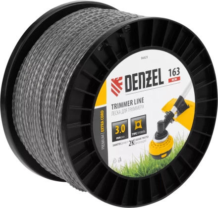 Леска для триммера двухкомпонентная витой квадрат Denzel, 3,0мм х 163м, на DIN катушке EXTRA CORD 96825 купить в Губкинске