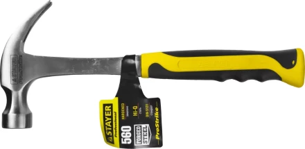 Молоток-гвоздодер STAYER &quot;PROFESSIONAL&quot; цельнометаллический с двухкомпонентной рукояткой, 560г 2025-560 купить в Губкинске