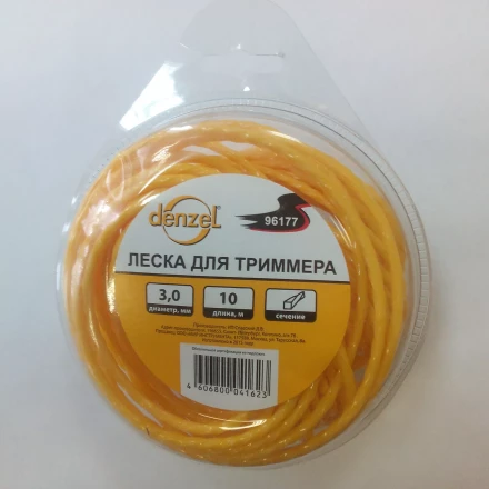Леска для триммера квадратная витая, 3,0мм х 10м  Denzel Россия 96177 купить в Губкинске