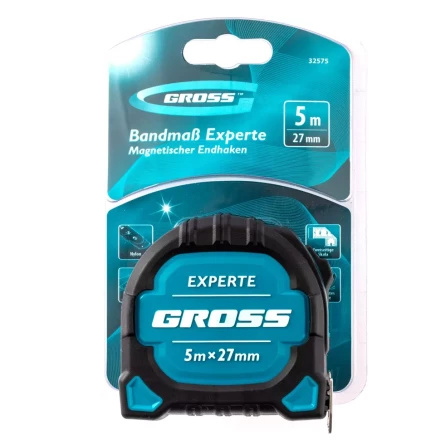 Рулетка нейлон Experte 5м x 27мм двухкомпон. корпус магнит двухстор. разметка Gross 32575 купить в Губкинске