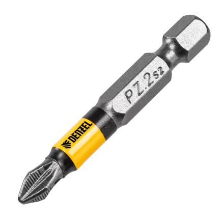 Бита PZ2х50, сталь легированная S2, 10 шт., круглый профиль, отрывная упаковка, Е 6,3 Denzel 11680 купить в Губкинске